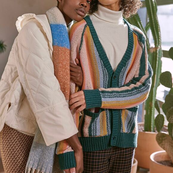 URBAN OUTFITTERS BDG Marius Southwest Stripe Grandpa Cardigan Sweater Medium M - Picture 1 of 12